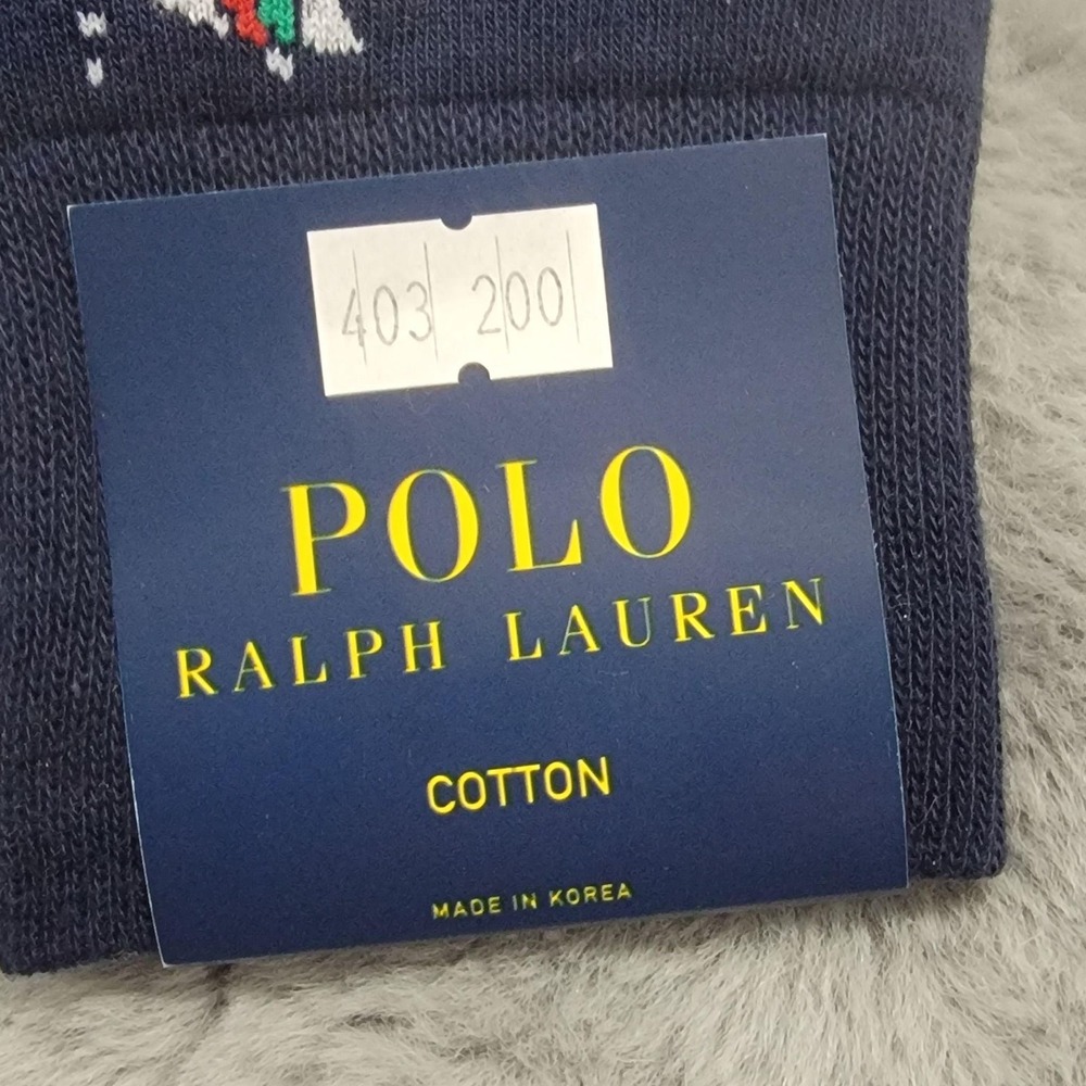 Polo Ralph Lauren Socks Mens 10-13 Navy Beach Vacation Bear Fish Crew Mid Calf - Picture 5 of 5